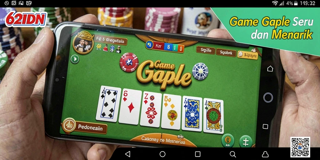 Screenshot utama menunjukkan gameplay Gaple yang seru dan interaktif.