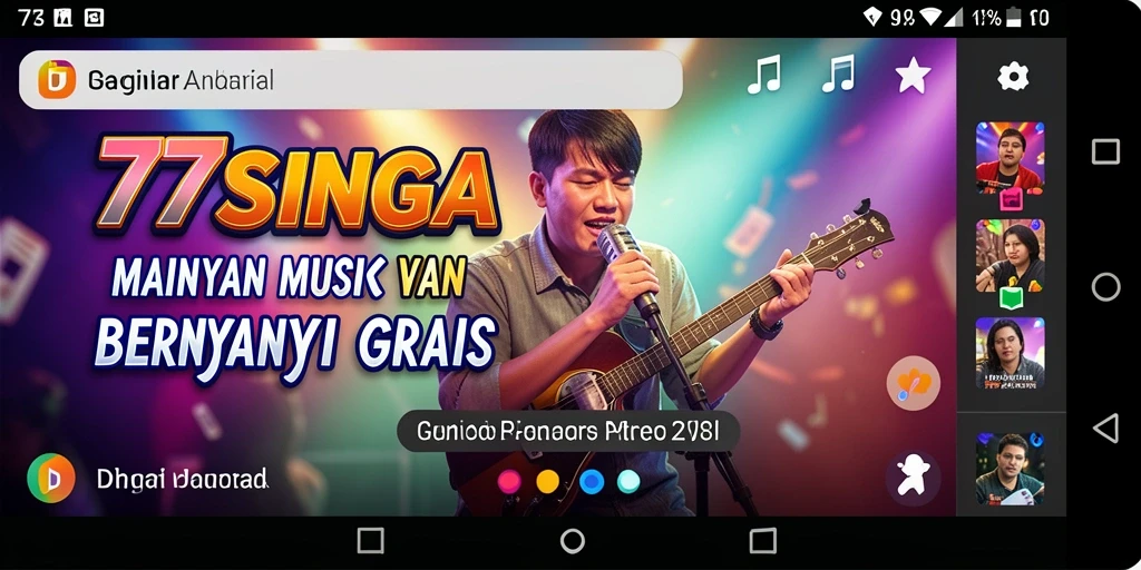 Tampilan gameplay 77SINGA saat pengguna bernyanyi.