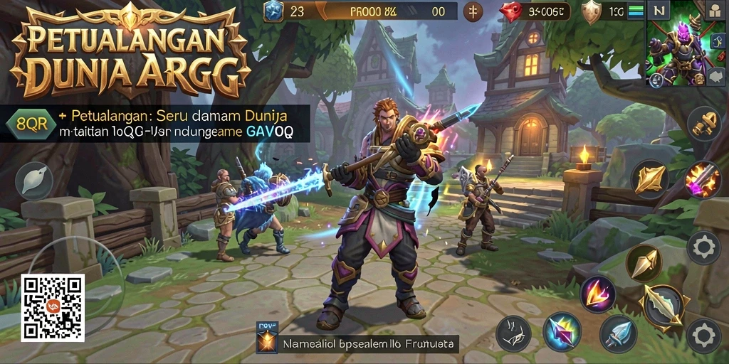 Screenshot gameplay 8QR menampilkan aksi seru di dunia fantasi.
