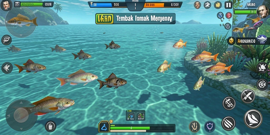 Tampilan gameplay AKURAT79 dengan aksi menembak ikan yang seru.