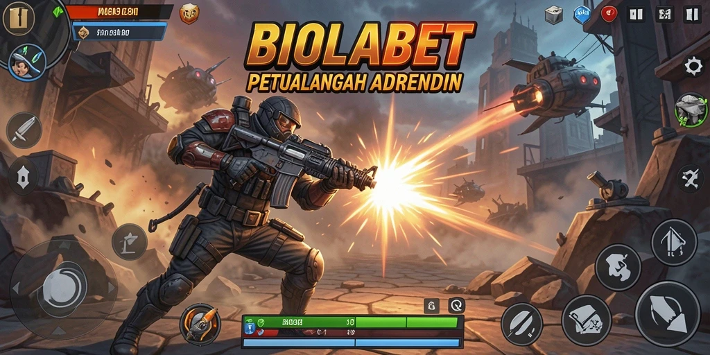 Screenshot utama BIOLABET menampilkan aksi seru di dalam permainan.