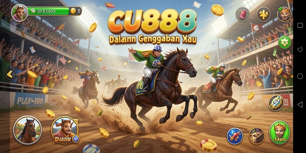 Tampilan gameplay CU888 yang seru dan menantang di lintasan balapan.