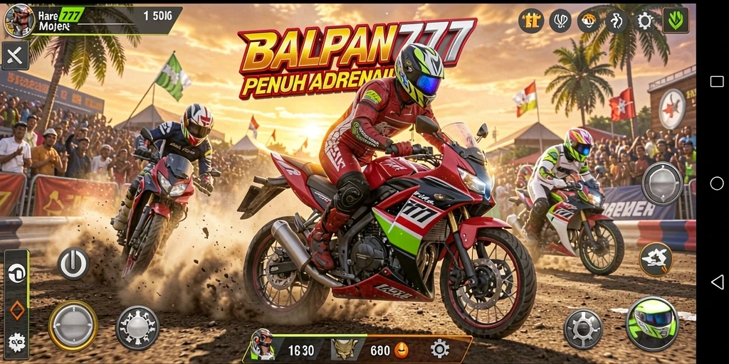 Screenshot HARAPAN777 menampilkan aksi balapan motor yang seru dan menegangkan.
