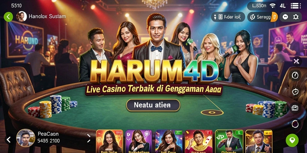 Tampilan layar permainan Live Casino HARUM4D dengan dealer langsung.