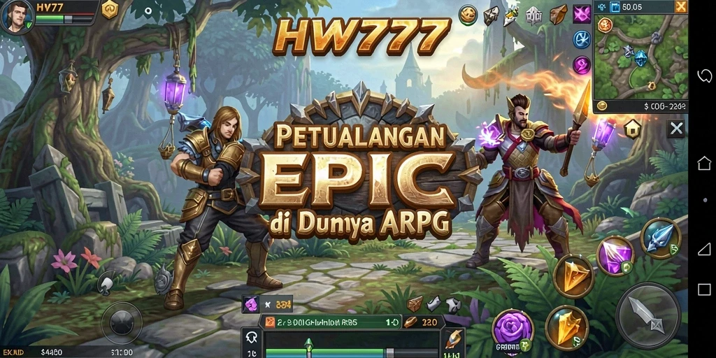 Tangkapan layar HW777 menunjukkan aksi pertempuran yang mendebarkan di dunia fantastis.