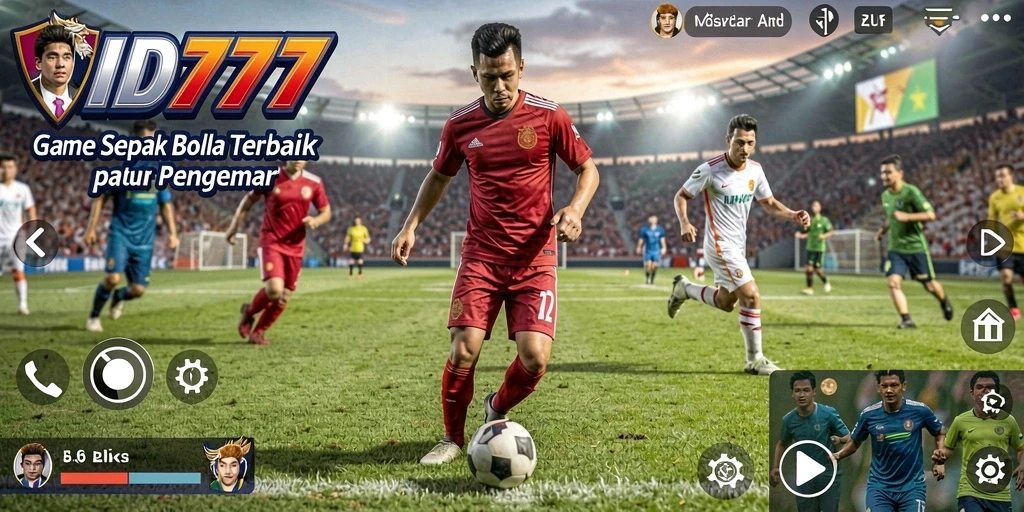 Tampilan gameplay <strong>ID777</strong> saat pertandingan sepak bola berlangsung dengan aksi seru.