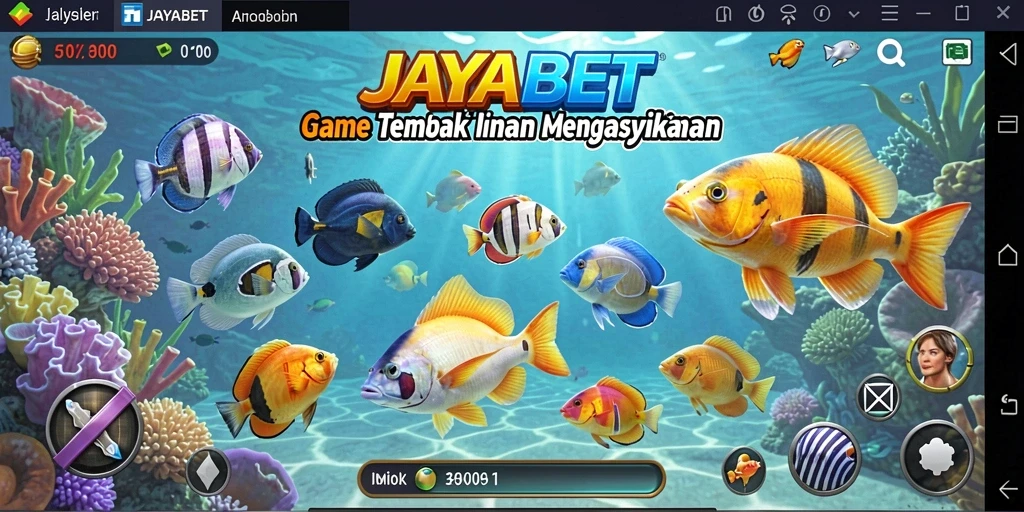 Screenshot gameplay JAYABET menampilkan aksi seru menembak ikan.