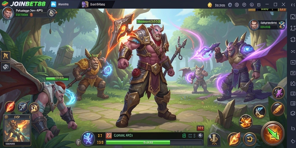 Screenshot gameplay JOINBET88 menunjukkan pertarungan melawan monster epik dengan grafis yang menakjubkan.