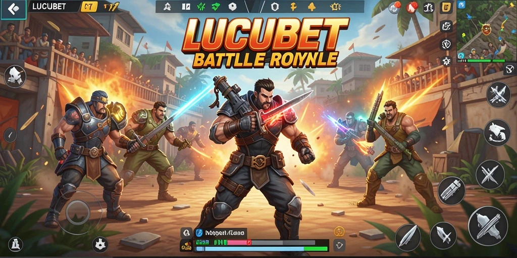 Tangkapan layar aksi seru dalam permainan Battle Royale LUCUBET.