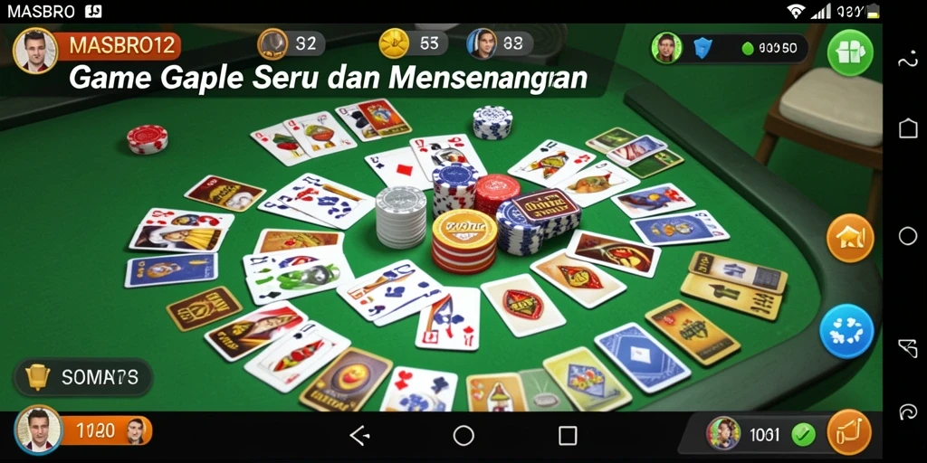 Tampilan screenshot game Gaple MASBRO12 yang menarik dan seru.