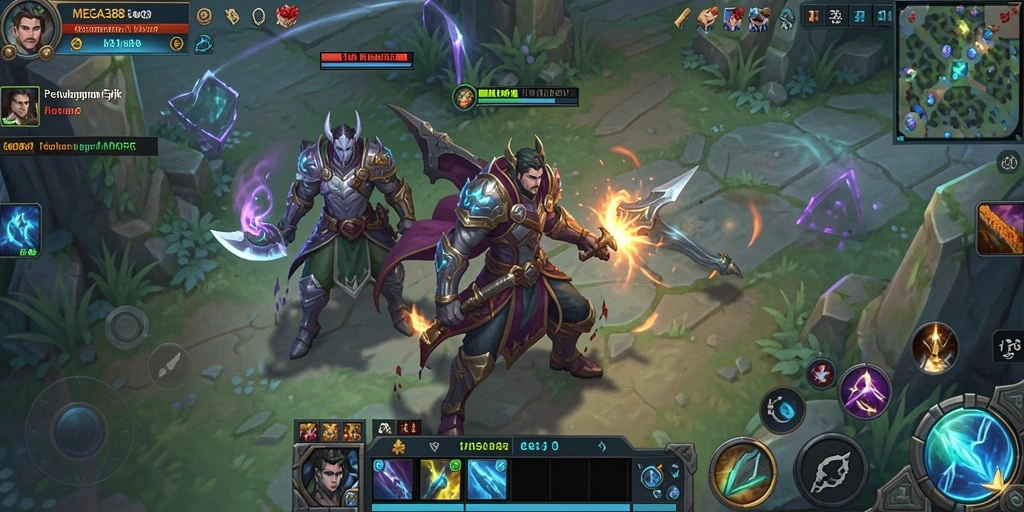 Screenshot gameplay MEGA388 menampilkan pertempuran seru dalam dunia MMORPG.