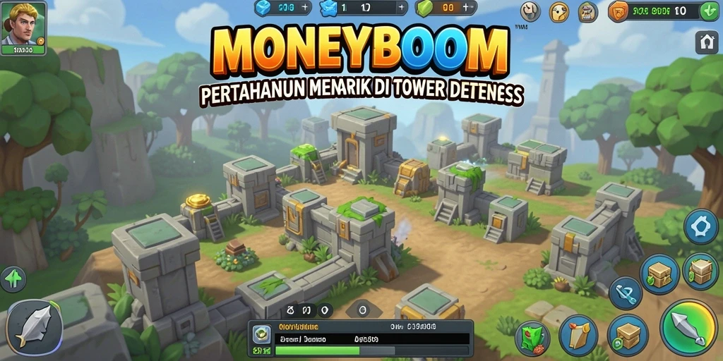 Gameplay MONEYBOOM yang menegangkan dalam Tower Defense.