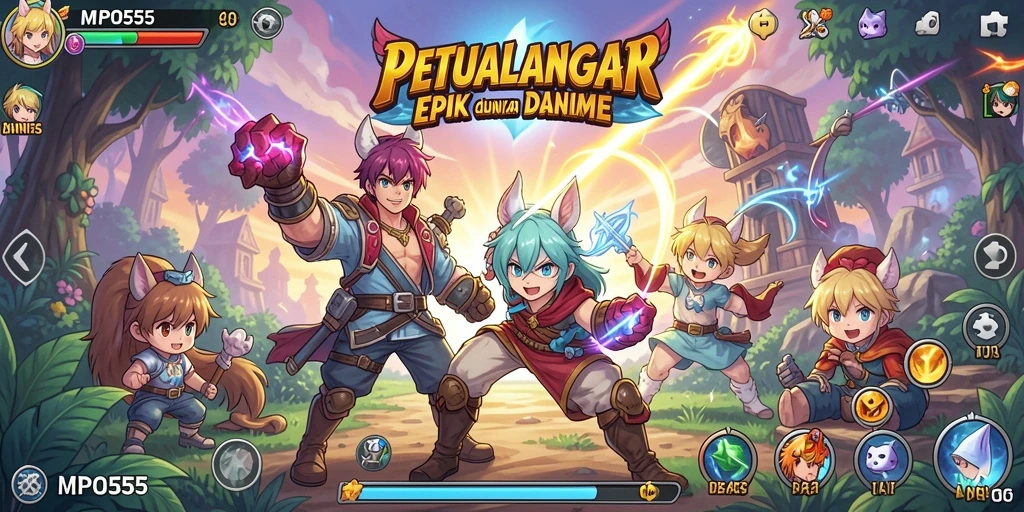 Screenshot MPO555 menampilkan aksi seru karakter anime.