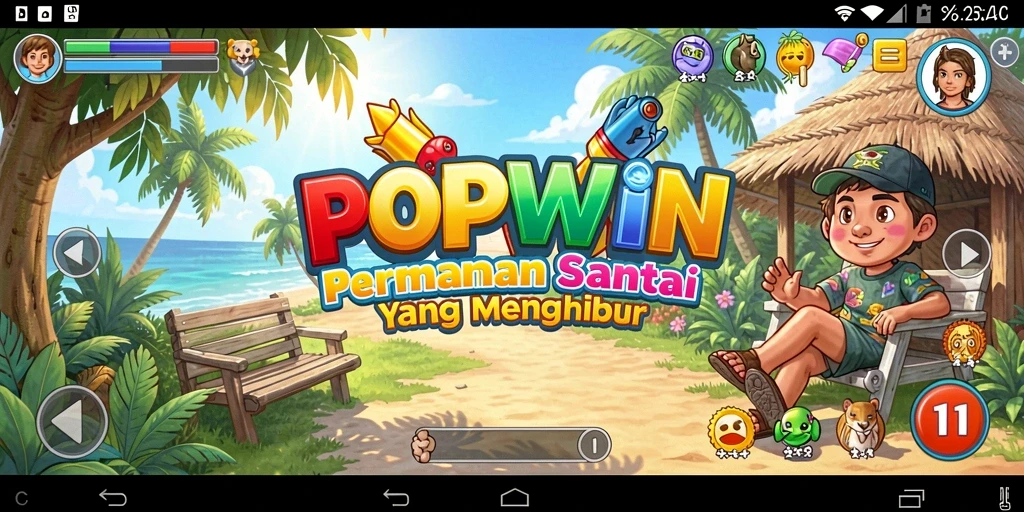 Tampilan gameplay POPWIN dengan grafis cerah dan tantangan menarik.