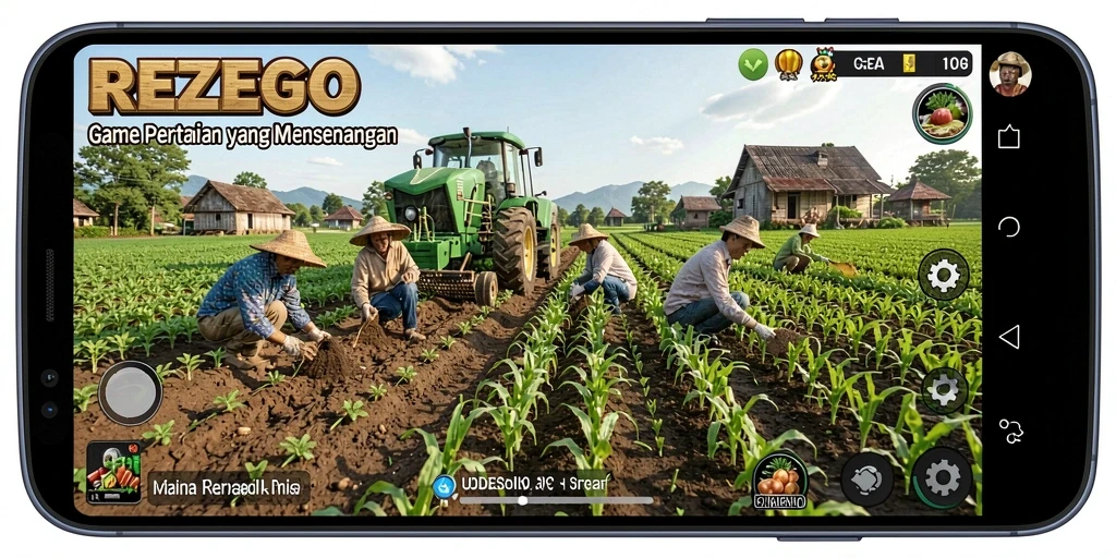 Tampilan gameplay pertanian yang menakjubkan di REZEGO.