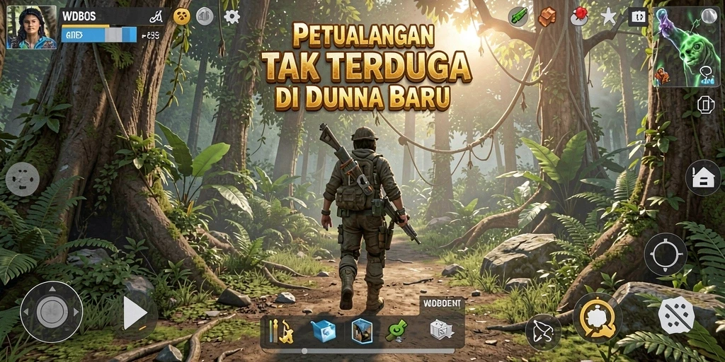 Screenshot gameplay WDBOS dengan aksi petualangan yang mendebarkan.