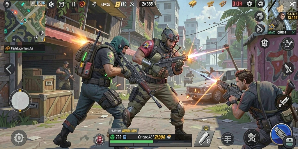 Gameplay seru di ZK988 dengan pertempuran Battle Royale.